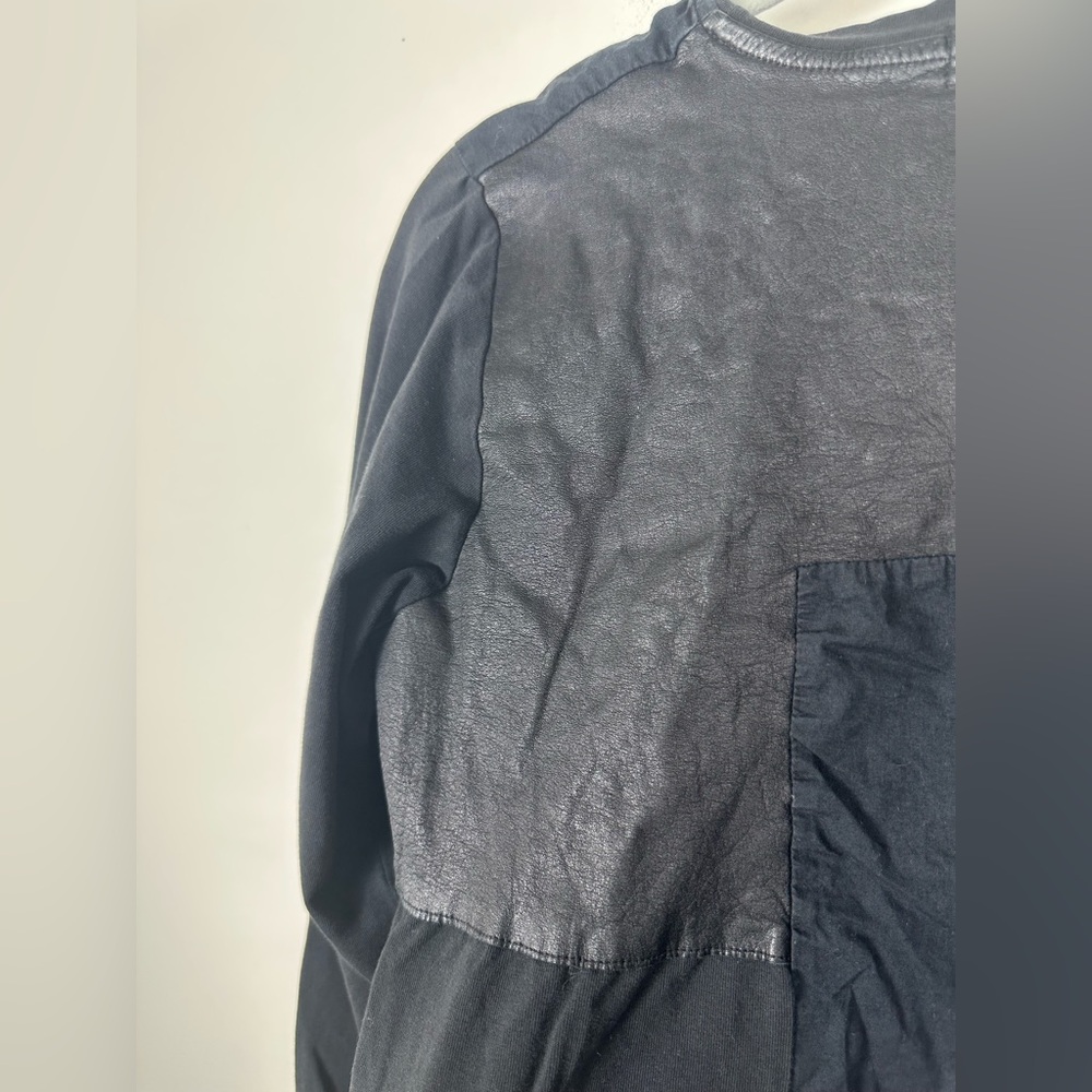 Ivan Grundahl Leather Cotton Patchwork Top Size Large Black - Picture 6 of 7